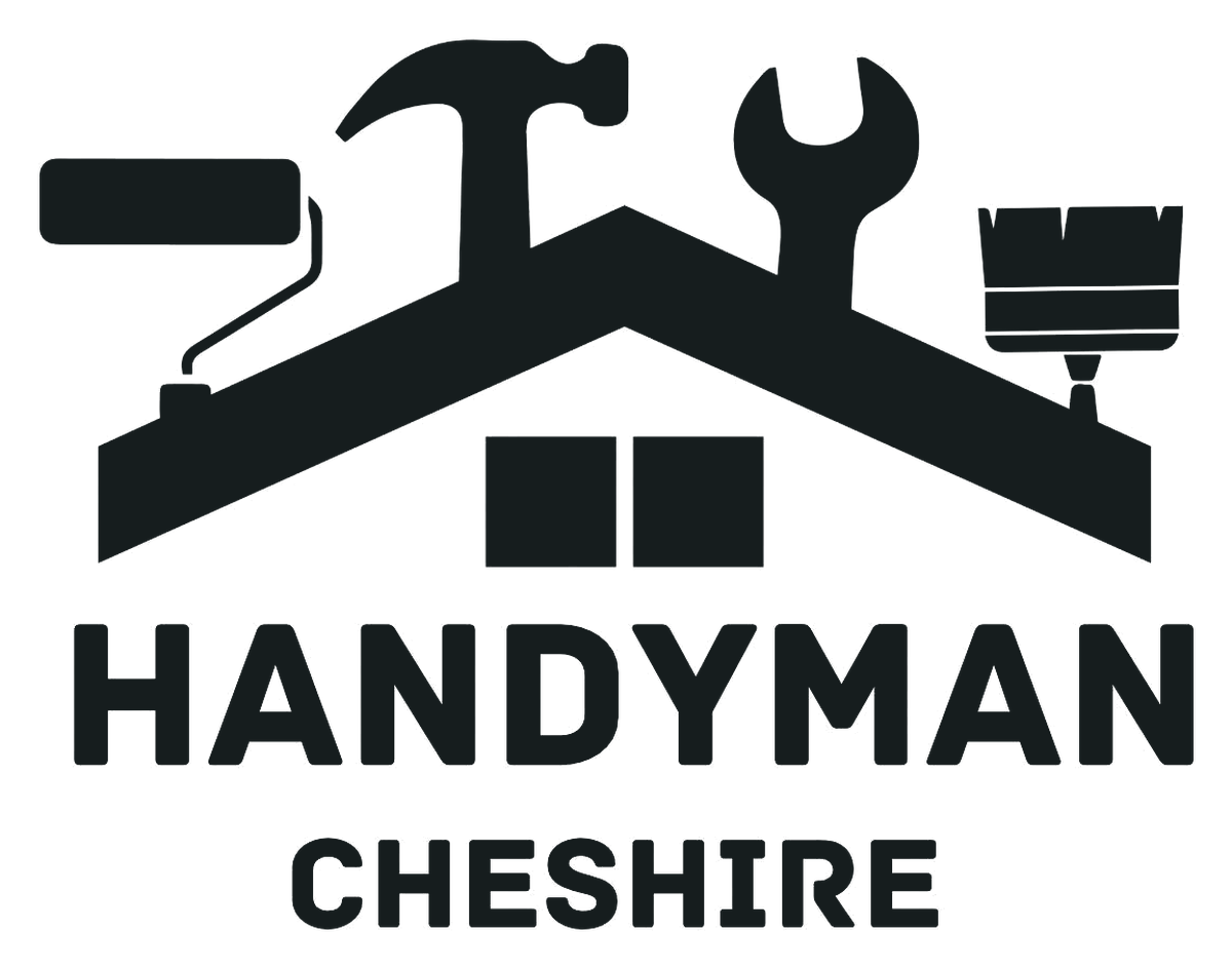 Handyman Cheshire roof and tools logo with wordmark